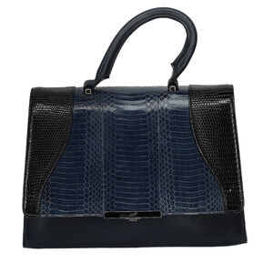 KHIRMA Eliazov Oxy leather lizard snake satchel shoulder bag purse black blue